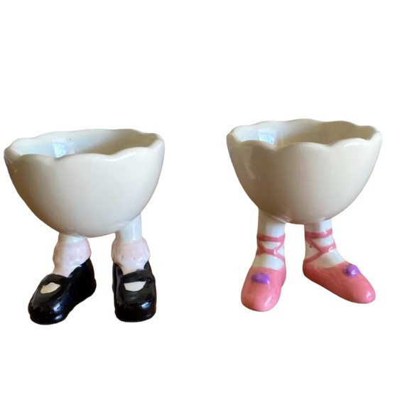 Vintage Ceramic Egg Cups Vintage Set Of 6 - Picture 6 of 9